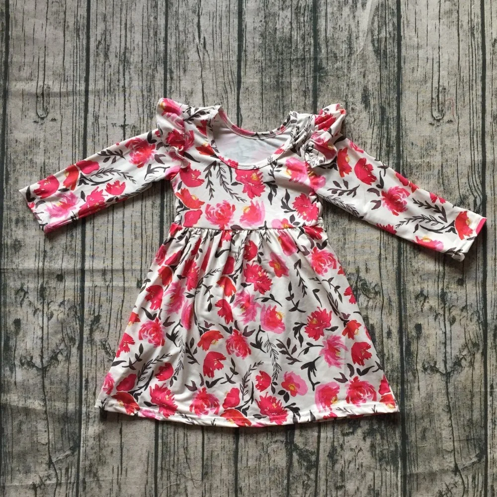 Новые поступления осень/зима для маленьких девочек детская одежда наряды хлопок белый ярко-розовый цвет цветочный Молоко Шелковые оборки