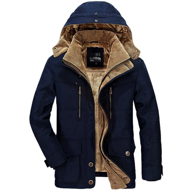 Зимняя куртка мужская пальто военные Пальто с капюшоном с воротником толстые теплые мужские s зимние парки Большие размеры 6XL 7XL куртка мужская - Цвет: Dark blue