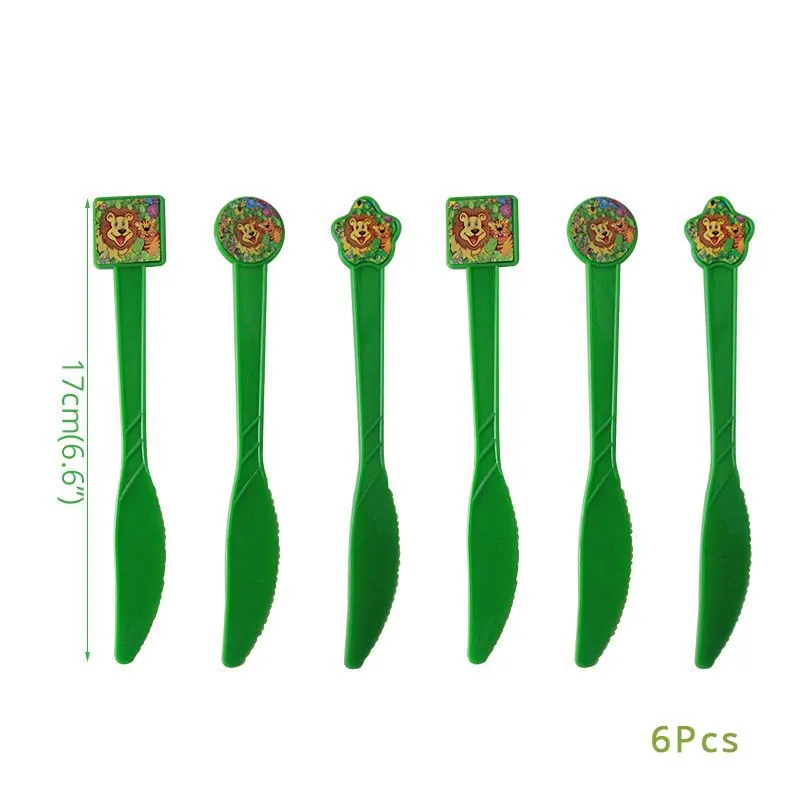 Джунгли для вечеринки в стиле сафари посуда одноразовые украшение скатерти Король Лев тематическая вечеринка на день рождения украшение подарок для детей - Цвет: 6pcs Plastic Knifes