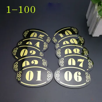 

5*8cm Acrylic Store Hotel Adhesive Door Table Sign Plate Storage Cabinet Shelf Number Sign Sticker Party DIY Decoration 100pcs