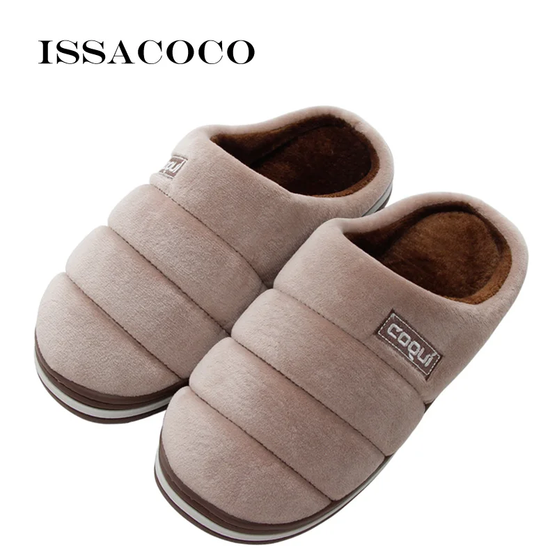 

ISSACOCO Men Shoes Cotton Men Slippers Warm Plush Winter Fur Lovers Slippers Soft Indoor Shoes Flat With Home Slippers Pantuflas