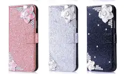 Роскошные Bling Rhinestone Камелия кошелек блестящие слот для карты бумажник флип чехол Кожаный чехол для HuaweiP8 P9 P10 Lite Mate10 pro капа