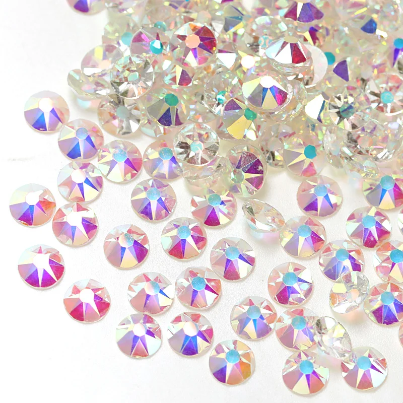 

144pcs 8+8 Cutting Surface Transparent Crystal AB Glitter Stone Flatback Glass Non Hot Fix Rhinestone Nail Art Decoration B3721