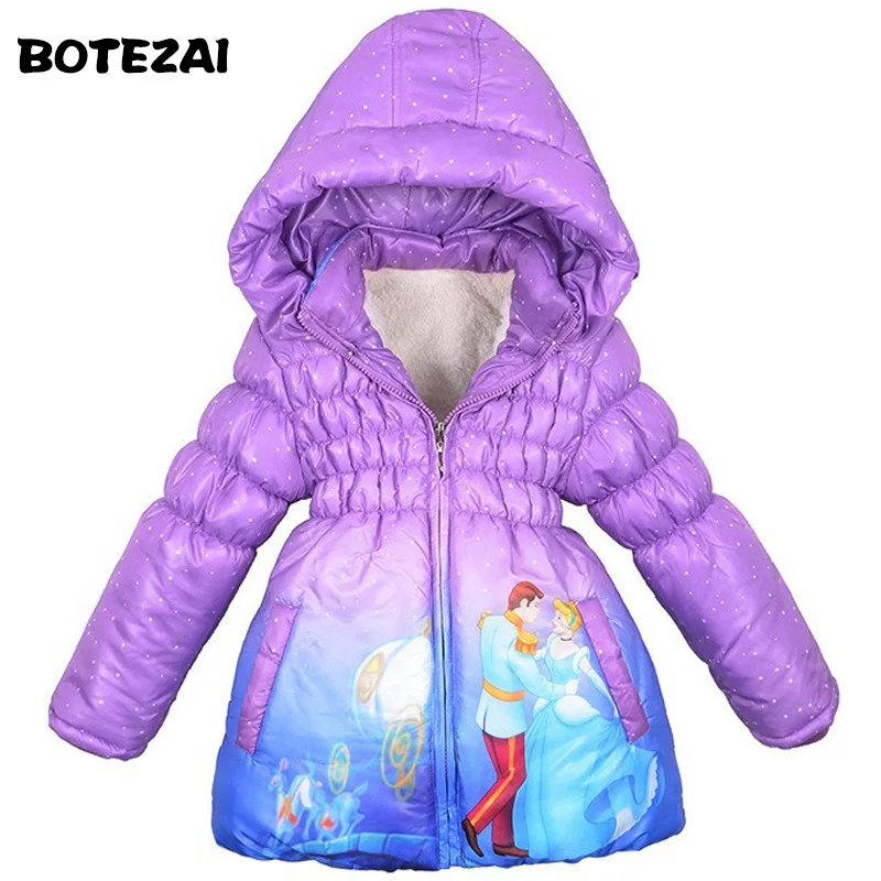 Image 2016 Children Coat Cinderella Baby Girls winter Coats full sleeve coat girl s warm Baby jacket Winter Outerwear Thick Hooded