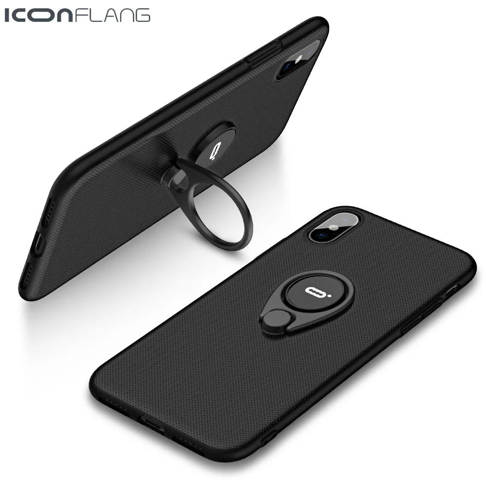 

IX Finger Ring Holder Phone Case For iPhone X 10 Slim Cases 360 Degree Rotation Car Holder Cover Shockproof Capa For iphone X