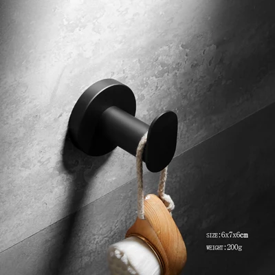 Черный набор аксессуаров для ванной комнаты в скандинавском стиле, черная Полка для полотенец, держатель для бумаги, полка для ванной комнаты, черная угловая бумажная полка для ванной MJ8100 - Цвет: single cloth hook