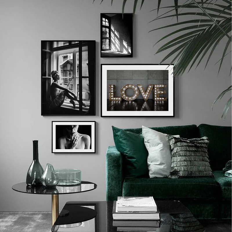 

Art Zwart Wit Poster Nordic Black And White Posters And Prints Girl Retro Decorative Picture Wall Art Canvas Painting Unframed