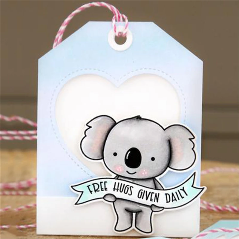 

YaMinSanNiO Koala Animal Dies Clear Stamps and Dies for Scrapbooking Card Making Embossing Stencil Diecut Craft Frame Border