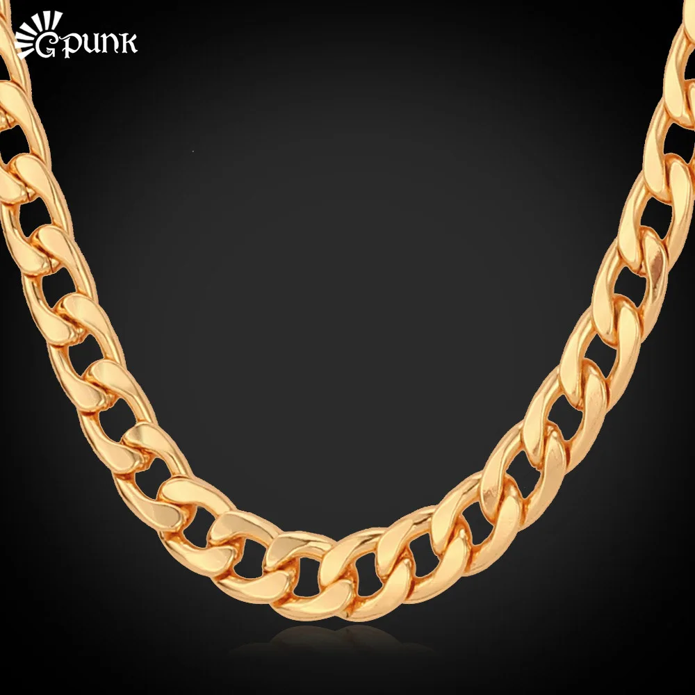 Heavy Chain Necklace For Men Cuban Chains Black/rose/ Gold Color