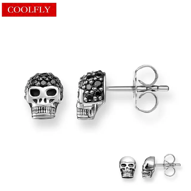 Viking Skull Stud Earrings Trendy Style Rebel Black Zirconia Viking Skull Stud Earrings Trendy Style Rebel Black Zirconia Vintage For Women Ts Fashion