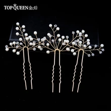 TOPQUEEN HP59-G свадебные волосы украшения-заколки для волос с Кристалл и жемчуг Свадебная элегантный золотой аксессуары Быстрая