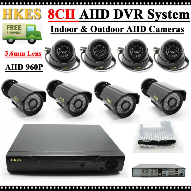 

8CH AHD DVR Recorder Video Surveillance System Kit CCTV Oudoor 960P Dome&Bullet AHD Camera System, P2P Online View