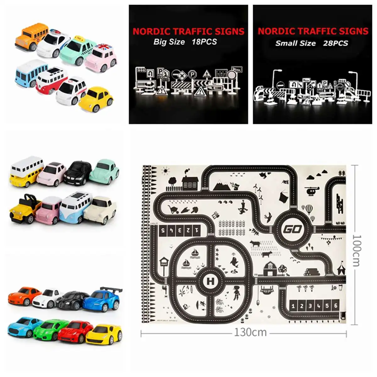 130x100 см детская автомобильная карта для парковки, детская карта для обучения дорожному движению, автомобильный портативный игровой коврик, складной игровой коврик, коврик на полу, игрушки - Цвет: Map A Cars Signs