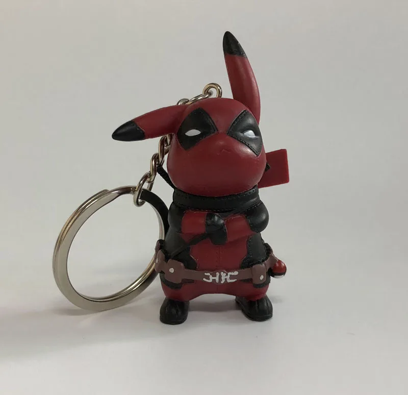 

Pikachu go Pokeball Deadpool Keychain Doll Cartoon Anime Action Figure PVC toys Collection figures for friend gift