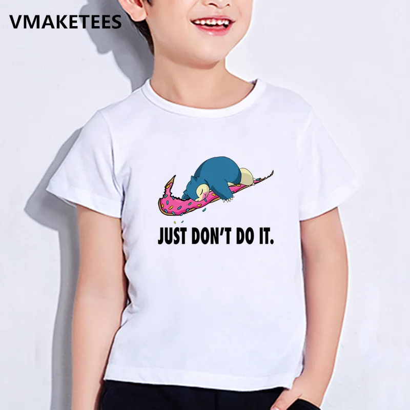 Детская летняя футболка с короткими рукавами для девочек и мальчиков детская футболка с принтом «Покемон го снорлакс Ноуп» забавная одежда для малышей ooo5161 - Цвет: ooo5161J