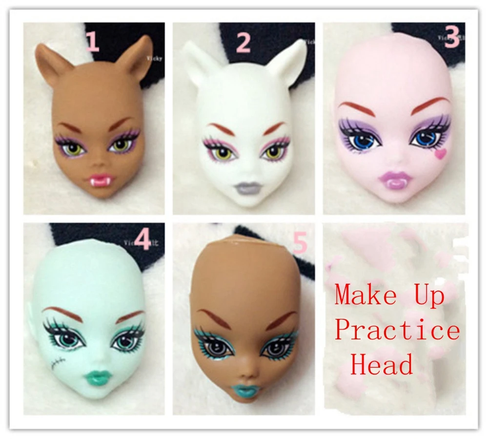 10pcs Soft Practice Makeup Training Doll Head For Monster High Doll BJD