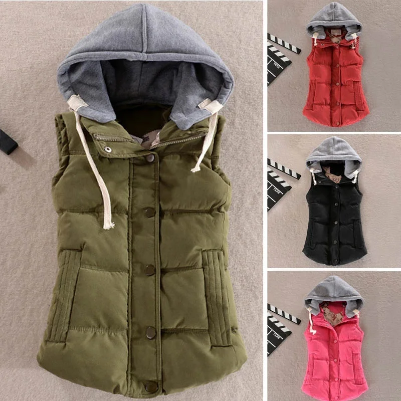 

Zogaa Spring Autumn Women Fashion Vest Jacket Ladies Winter Warm Cotton Vest Jacket Female Slim Hooded Waistcoat 2019 New