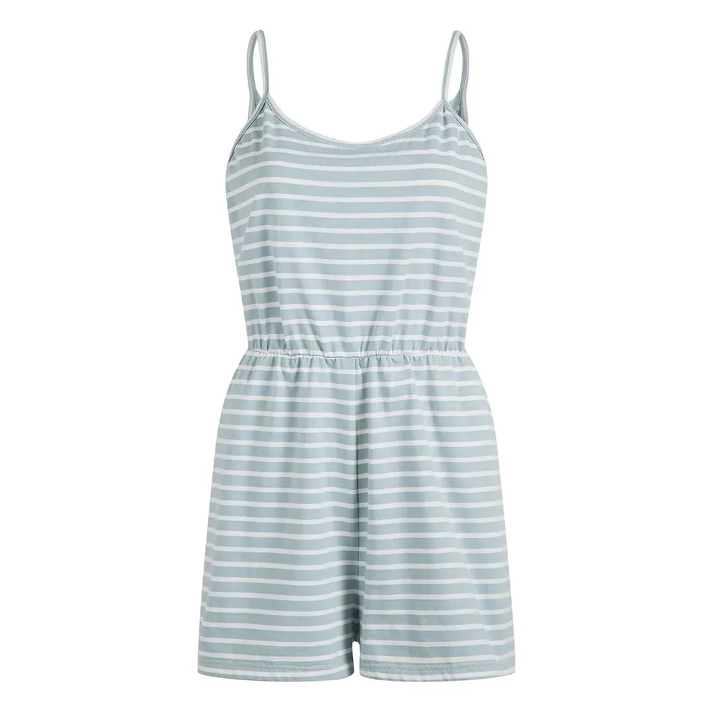 Light Blue Новая коллекция Весна-лето женский Комбинезон хлопковый полосатый сарафан Повседневный женский с эластичной талией популярные шорты - Цвет: Light Blue