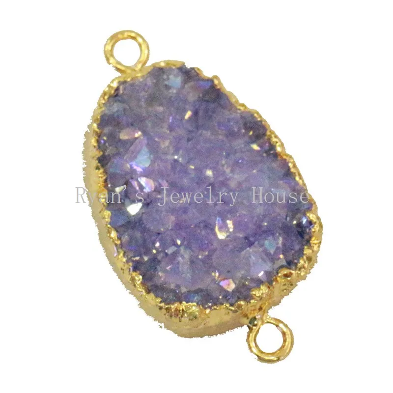 S002-2 purple color quartz druzy connector