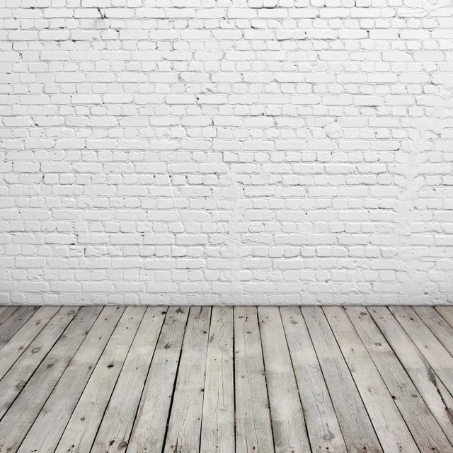 Laeacco White Brick Wall Wooden Floor Portrait Photography Backgrounds Customized Photographic Backdrops For Photo Studio