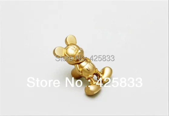 2pcs Golden Mickey Mouse Handles Kids Drawer Knobs For Kitchen
