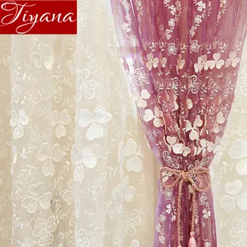 

Korean Embroidered Voile Curtains Pure Window Screen Yarn Modern Living Room Bedroom Luxury Curtains Tulle Panel T&360 #20