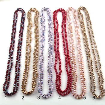 

Fashion Bohemian Jewelry 150cm 6mm Crystal Glass Long knotted Necklace