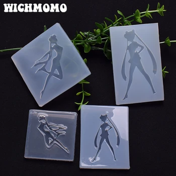 

New 1PCS Sailor Moon Charms Craft DIY Transparent UV Resin Liquid Silicone Combination Molds for Earring Necklace Making Jewelry