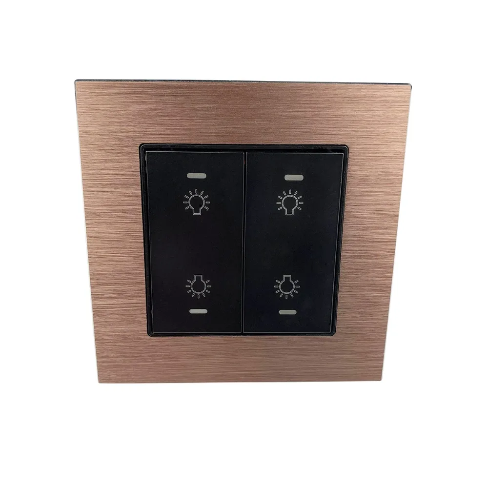 

1 2 3 4 gang wall reset switch 86 module with led brushed for kc868 smart home control system