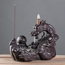 Горелка для благовоний с обратным потоком Дракон домашний декор керамический дым водопад держатель для ароматических палочек кадильница для ароматерапии+ 20 шт. благовоний конусов