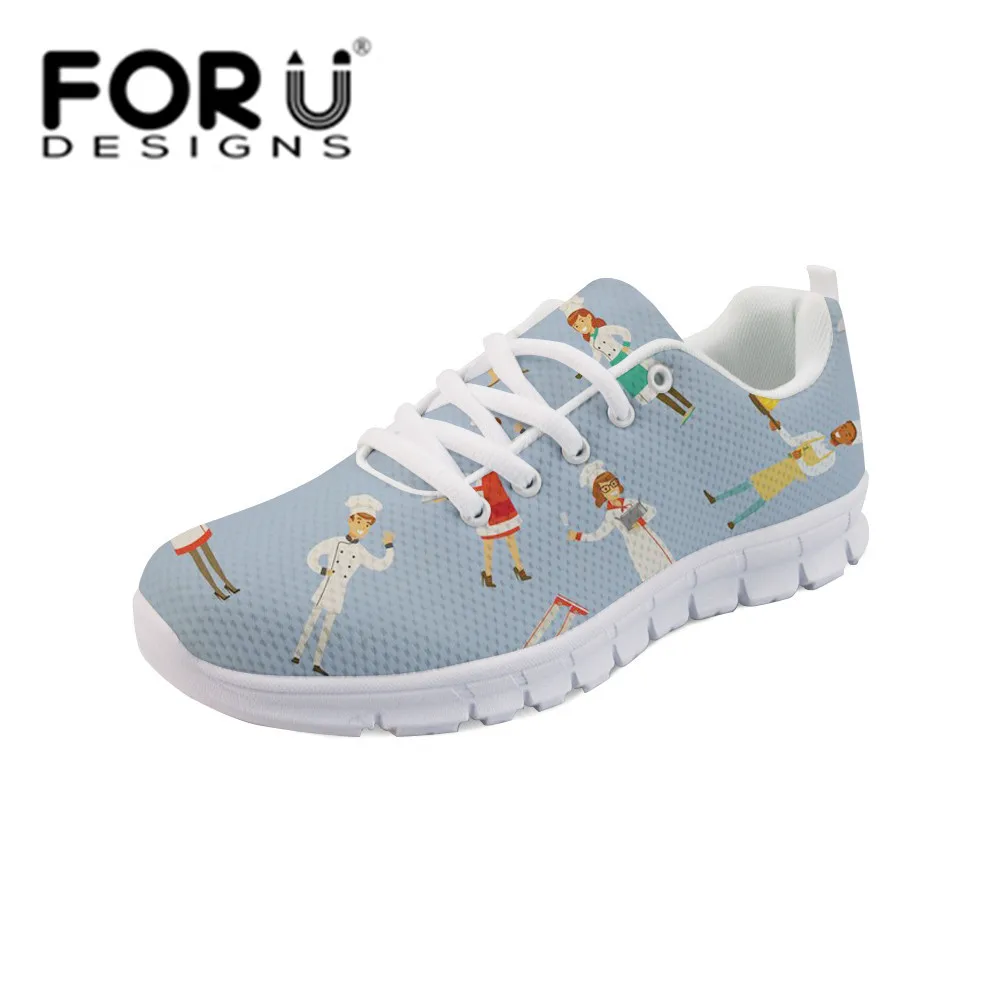 T1203AQ FORUDESIGNS/кавайные кроссовки для медсестры; обувь на плоской подошве; Высококачественная Женская дышащая обувь на плоской подошве на шнуровке; zapatos mujer; Повседневная обувь из сетчатого материала - Цвет: T1203AQ