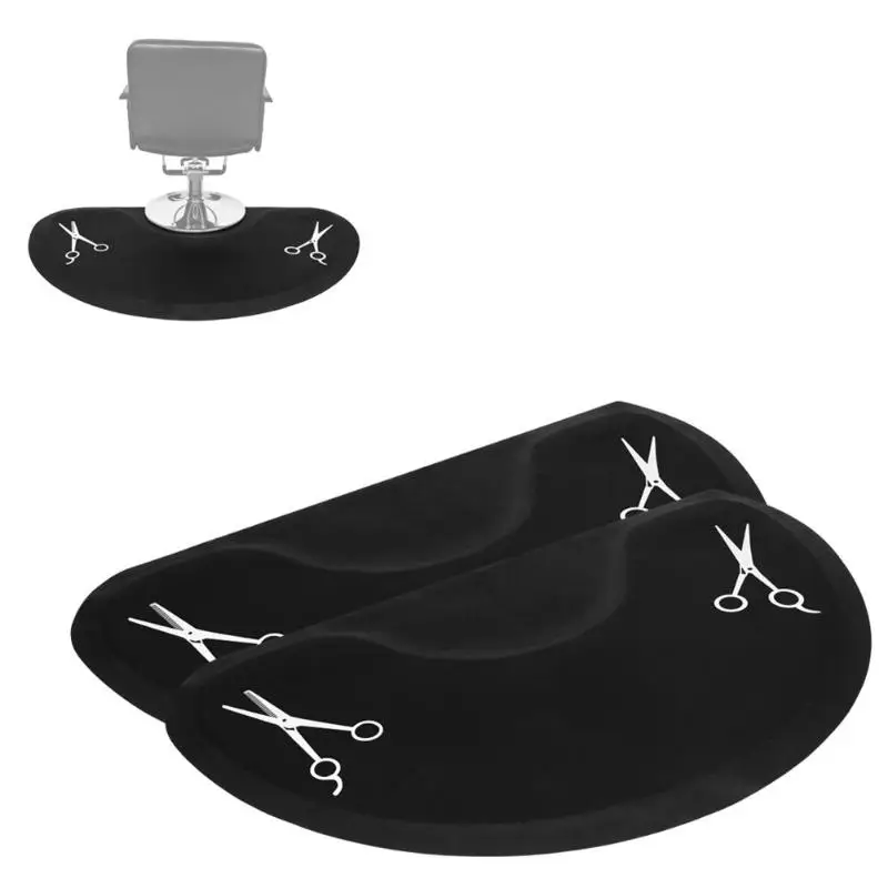 

2pcs Beauty Salon Semicircle Anti-fatigue Mat Black Scissors Pattern Mat Hairdressing Styling Tools Accessories
