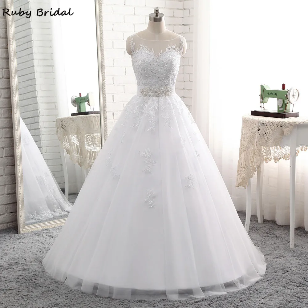 Ruby Bridal Vintage Long Ball Gown Wedding Dresses Princess White