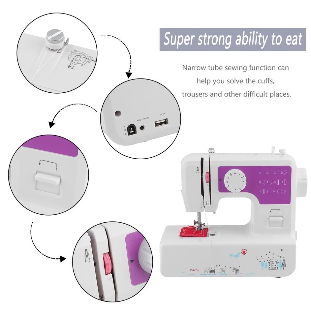 Электрический мини швейная машина 110/220V два Скорость 12 иглы регулировки с легким ручная швейная машинка для дома игровых автоматов