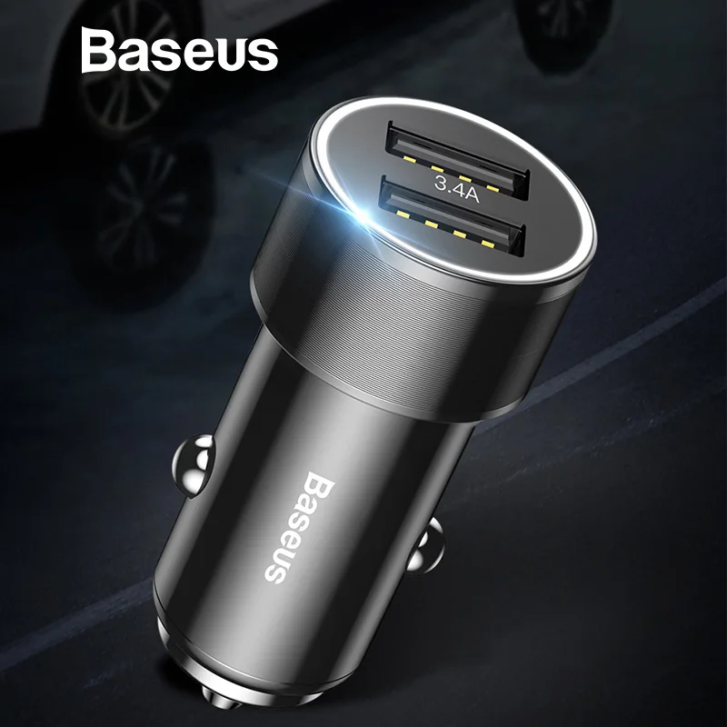 

Baseus 3.4A Car Charger for iPhone 8 7 Xiaomi Dual USB Mobile Phone Charger for Auto Tablet GPS Travel Adapter Car Phone Charger