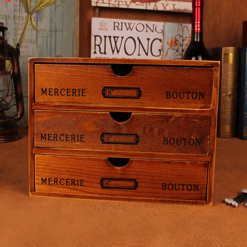 Wood Storage Box Drawer Organizer Treasure Chest Secret Stash