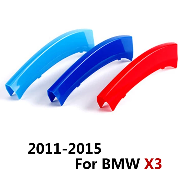 3 Цвета ABS 3D м автомобильный стиль, на переднюю решетку, полоски, накладки стикеры автоспорта для BMW E90 E60 3 4 5X3X5X6 F10 F18 F30 F35 - Название цвета: X3 2011 to 2015