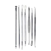 Средство для ухода за лицом, 7 шт., игла для удаления прыщей и пятен, инструмент для очистки лица, чехол на молнии, средство для удаления черных точек