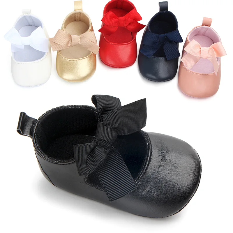 New 0-18M Toddler Baby Girl Soft PU Princess Shoes Bow Bandage Infant Prewalker Newborn Baby Shoes