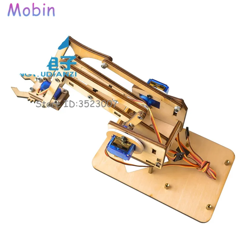 1 шт./лот 4 dof wood robotic arm sg90 сервопривод для raspberry pie лучшее качество бесплатная