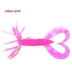 Umbrella Shape Soft Bait Fishing Lure - Grub Double Tail Buzz Jig Head Hook Worm, Set of 5 - 6.5cm 1.8g (Pink)