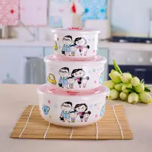 Набор из трех предметов, китайская суповая миска из костяного фарфора, керамическая миска, контейнер для термоса для еды на ланч, набор посуды из керамики, семейный