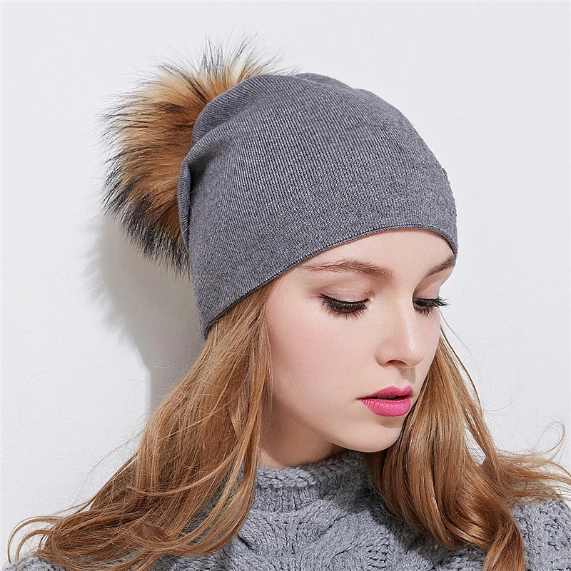 Xthree new Rhinestone embroidery Winter Wool Knitted Hat for Women Beanie Skullie Warm Cap Real Fur Pom Gorro Female Cap 3