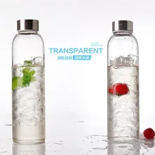 550 ML Einfache Transparente Versiegelung Kreative Tragbare Outdoor-sportarten Wasserflasche Glas Tasse mit Deckel und Tasche