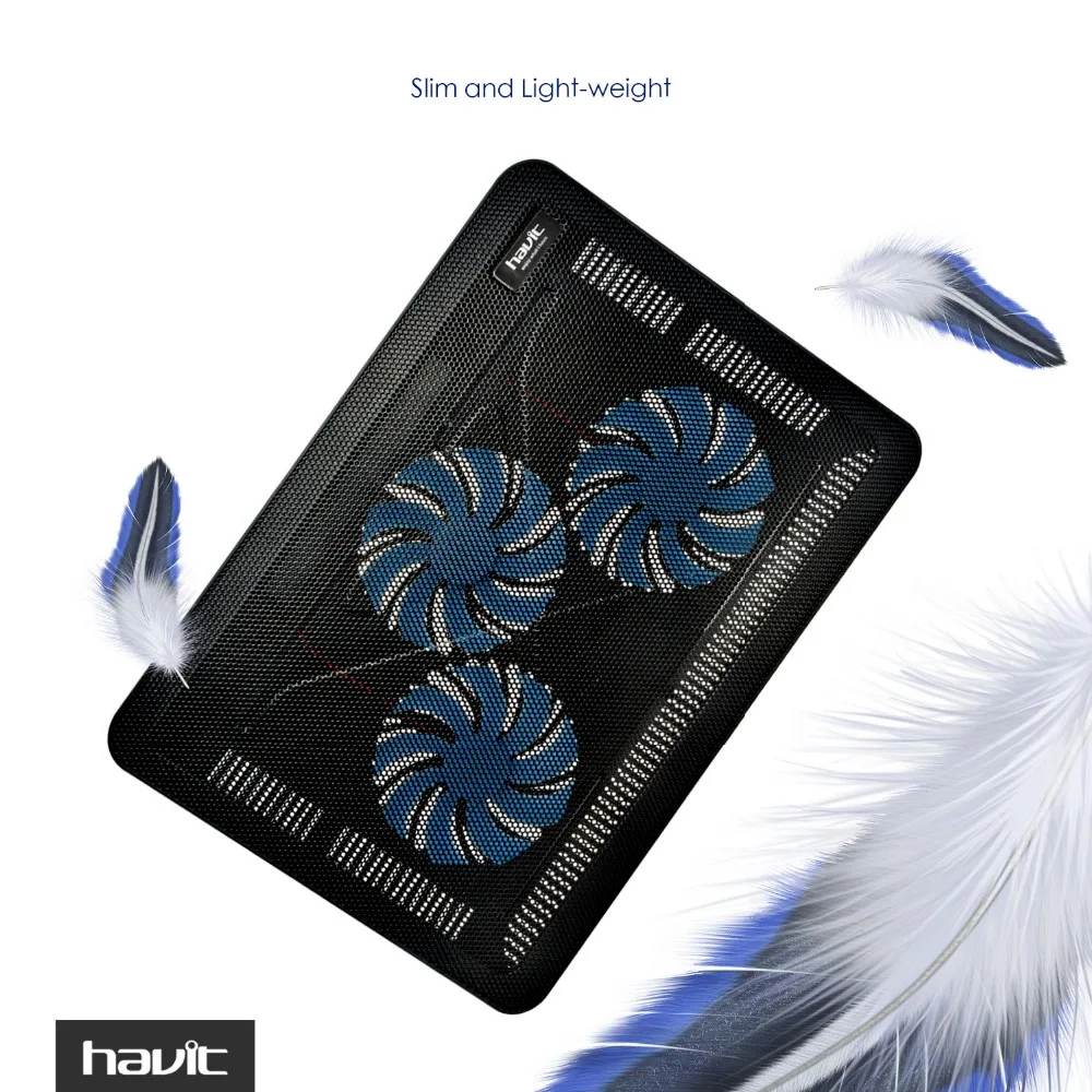 Охлаждающая подставка для ноутбука HAVIT HV F2056. Кулер + 2 USB. Стильный тонкий дизайн