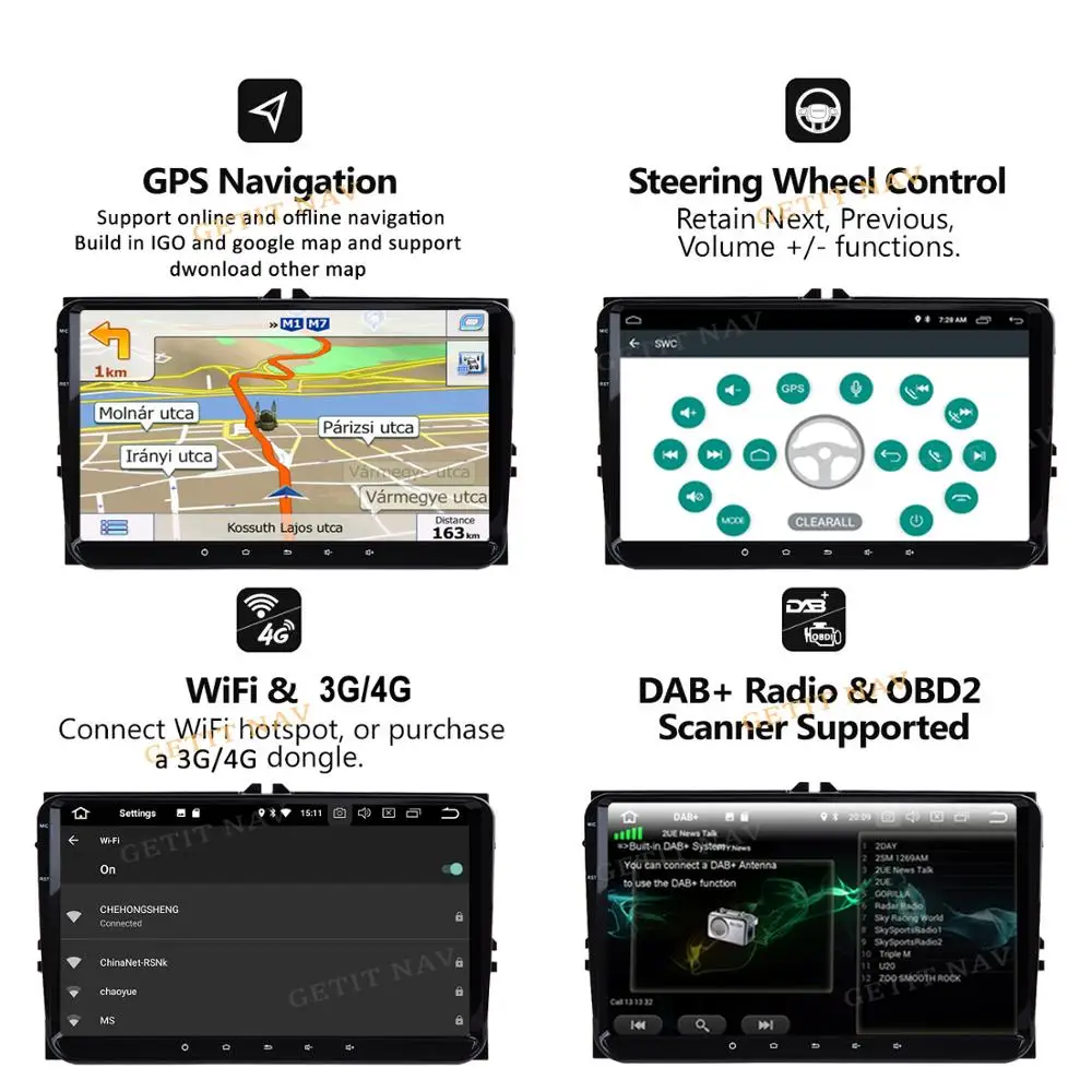 Excellent DSP Chip IPS 9" Android 9.0 Car radio GPS Navigation for VW Skoda Octavia golf 5 6 touran passat B6 jetta polo tiguan RDS 2