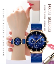 LIGE 2019 New Fashion Top Brand Rose Gold Watches Women ladies casual dress quartz Stainless Steel