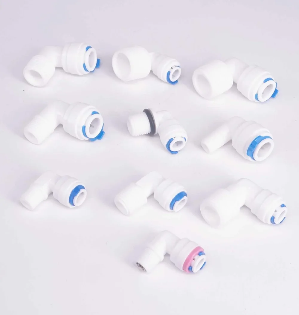 Hose Pipe Fitting Fit for 1/4" 3/8" OD Tube Pushfit To BSP Male Thread Elbow L Connector Fitting Aquarium Reverse Osmosis RO Water Dispenser
