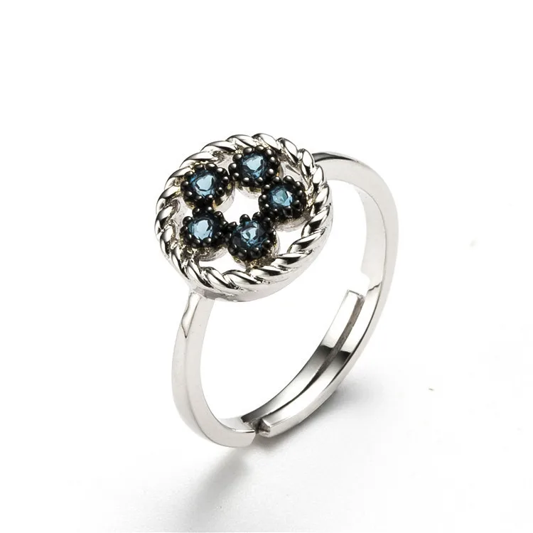 YESWOMEN 925 Sterling Silver Natural London Blue Topaz Ring Adjustable Rings for Women Jewelry | Украшения и аксессуары
