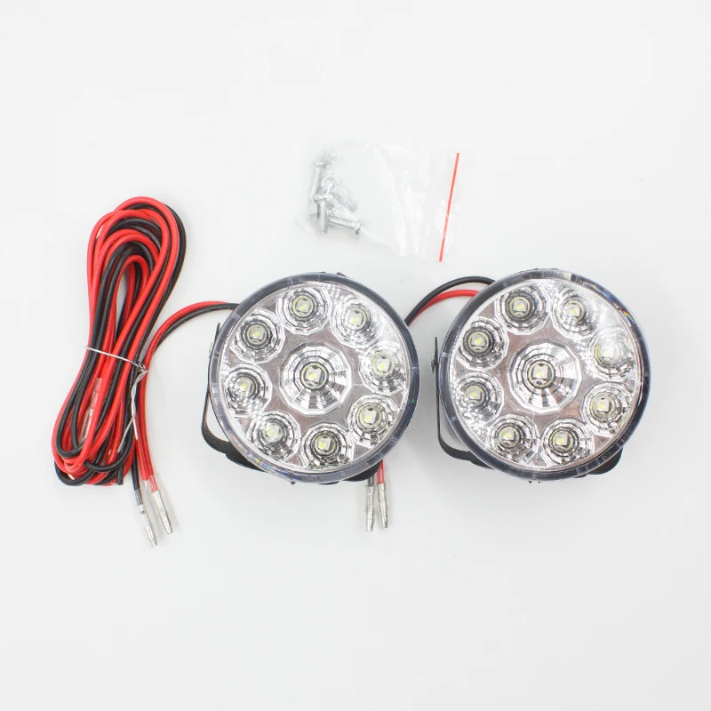 Rockeybright 9SMD Автомобильный светодиодный противотуманный фонарь 9 Вт светодиодный круглый дневной свет противотуманная фара Автомобильный светодиодный фонарь для вождения дневного света комплект